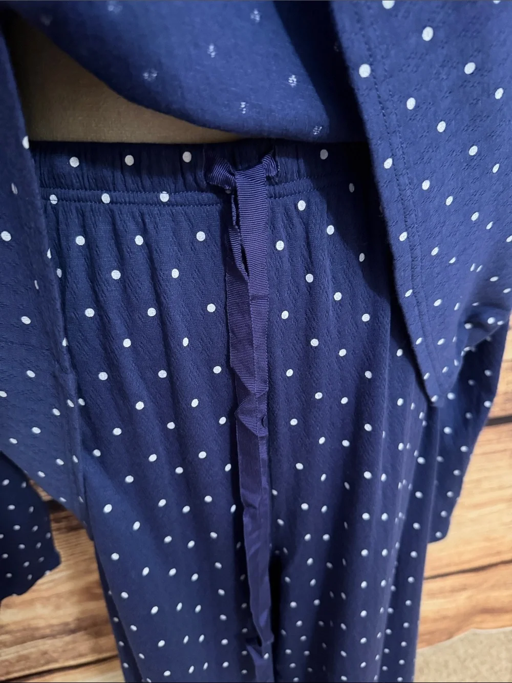 croft & barrow Navy and White Polka Dot Two-Piece Pajama Set